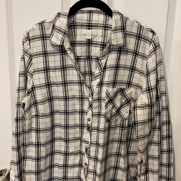 J Jill Mixed Plaid Flannel Button Down Tunic EUC - Picture 5 of 14